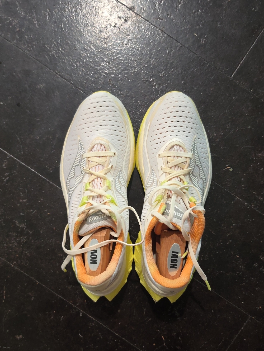 Saucony Women’s Running Shoes - White w Yellow & Orange Accents